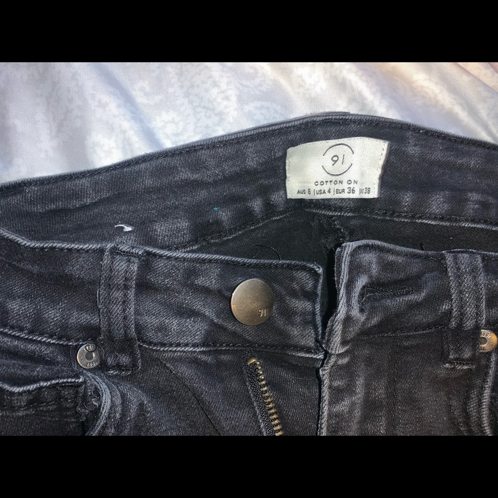 Cotton On Skinny Cropped Black Ripped Jeans